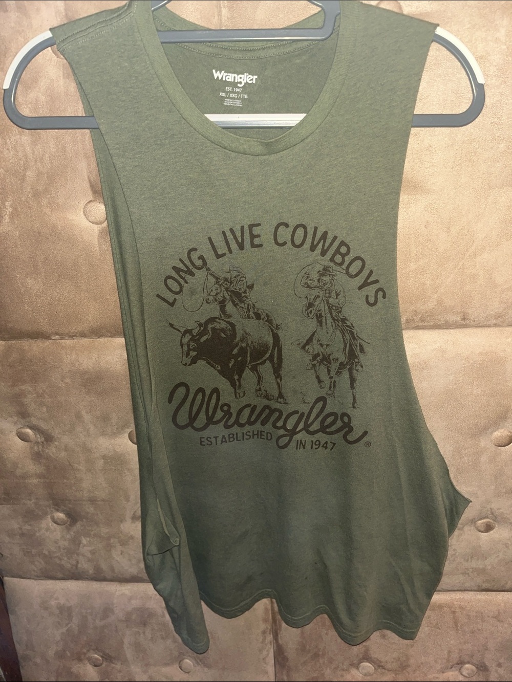 Wrangler Olive Graphic Cowboy Tank Top